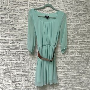 Lush Light Green Mini Dress with Belt